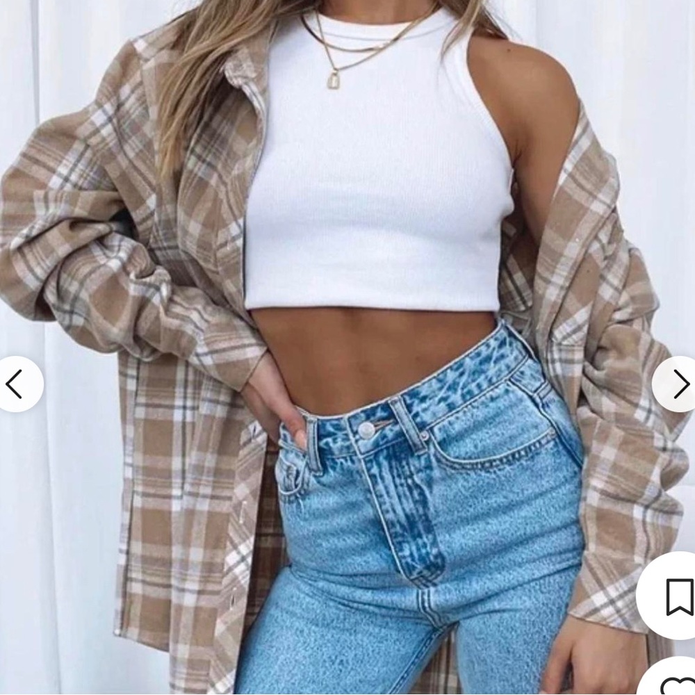 White Fox Boutique Plaid Button Up